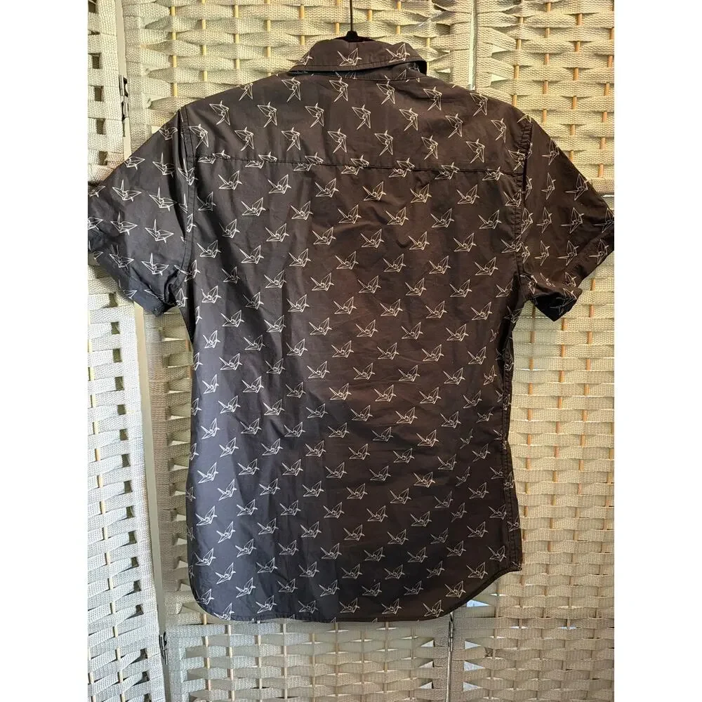 Wild Fang Classic Collar Short Sleeves Polo Shirt Men's Black XS Button Up